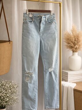 Levi's Light Blue Straight-Leg Distressed Jeans